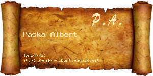 Paska Albert névjegykártya
